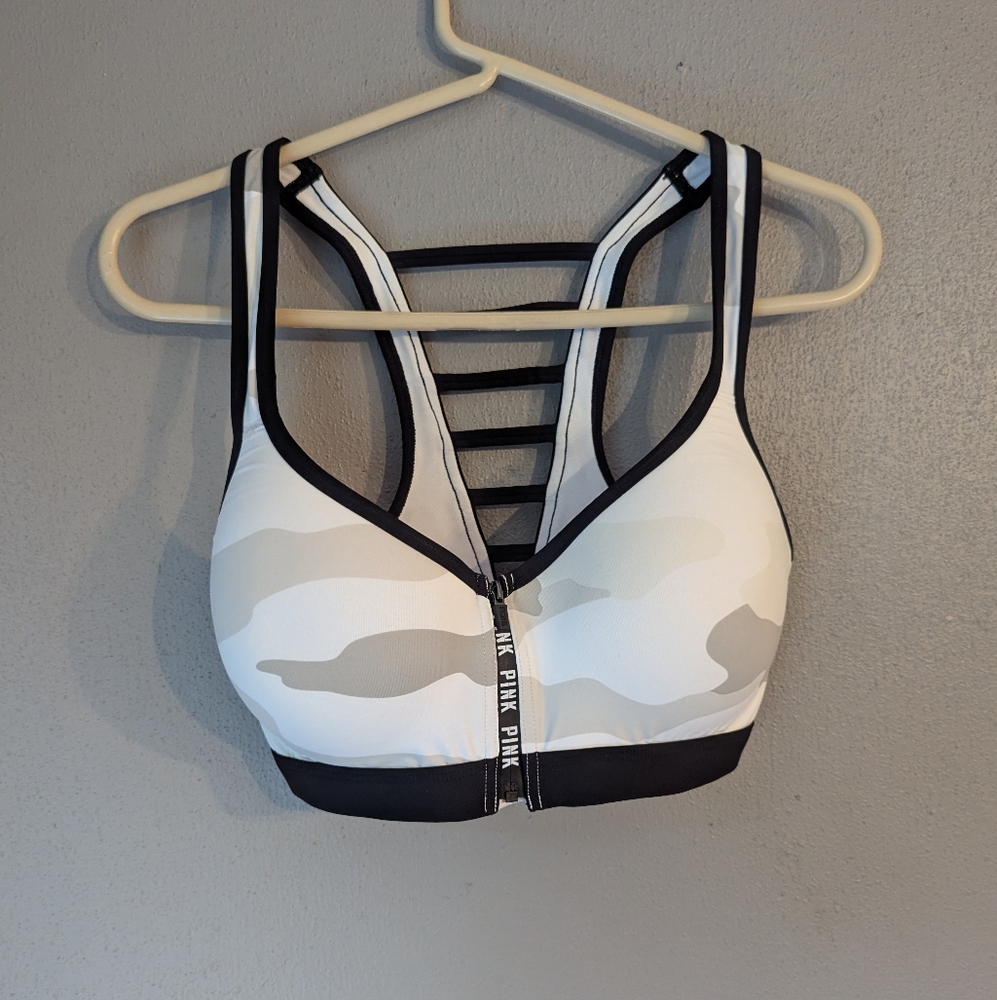 Vs Pink Camo Black and White Ultimate Pushup Sports Bra S-DD